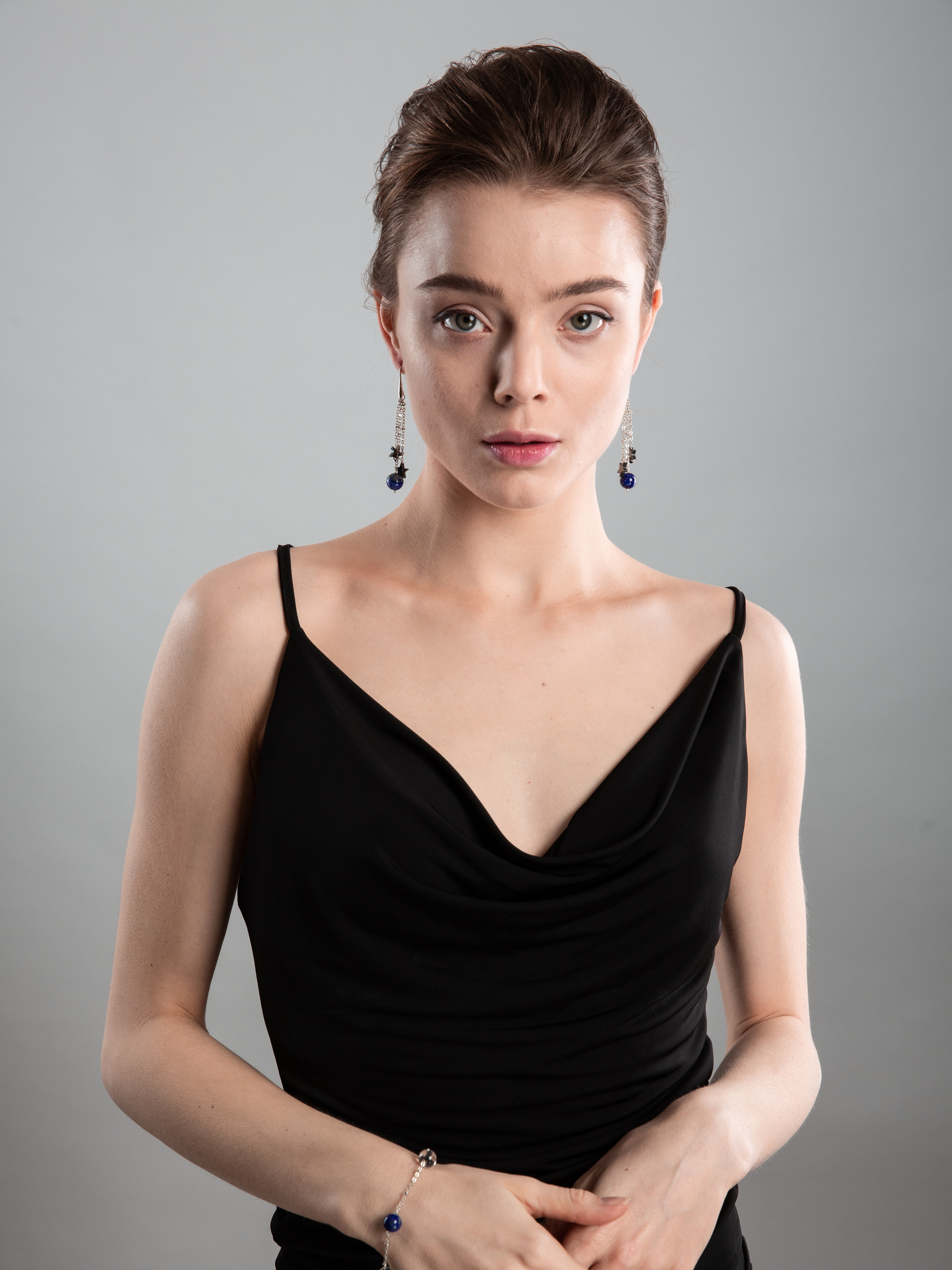 Серьги из лазурита и гематита