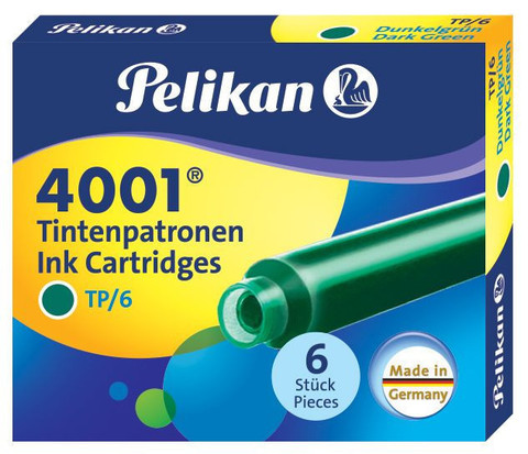 Картридж с чернилами Pelikan Ink 4001 TP/6, International Short, Dark Green (300087)