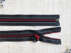 Молния спираль светоотражающая, Т5, L 20 см, чёрный с красным