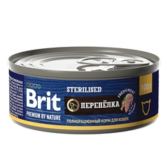 Консервы Brit Premium by Nature Sterilised для стерилизованных кошек, перепёлка, 100 г