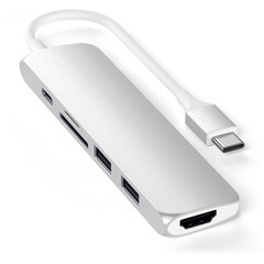 USB-хаб Satechi Slim Multiport Adapter V2 USB-C, серебристый