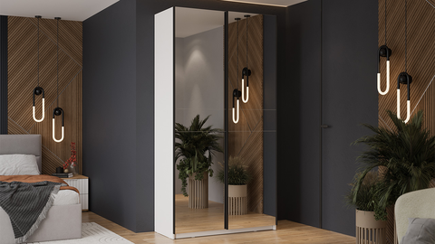 Шкаф-купе Оскар Хилтон 2-х дверный с зеркалами 118 белый снег / ручка черная