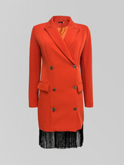 Платье-пиджак Bony style на пуговицах с бахромой внизу и поясом в комплекте