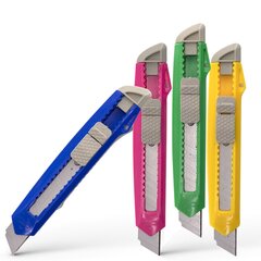 
          Нож канцелярский Alingar, 18 мм, с механической фиксацией лезвия, пластик. корпус, ассорти, пакет с европодвесом