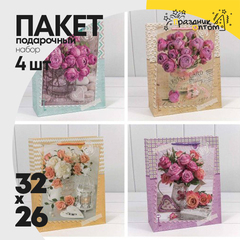 
          Пакет подарочный 26х32х10см "Цветы" матовый (Микс)