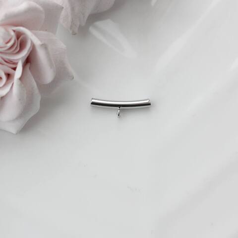 Трубочка с петелькой, спейсер, 20*3 мм, родий, П618