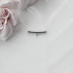 Трубочка с петелькой, спейсер, 20*3 мм, родий, П618