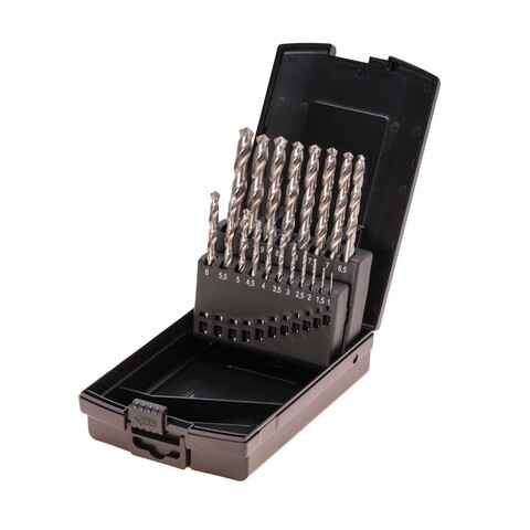 Набор сверл по металлу 1-10мм 19шт DIN338 HSS-G 118° (пл. кейс) Terrax by Ruko A214214RO