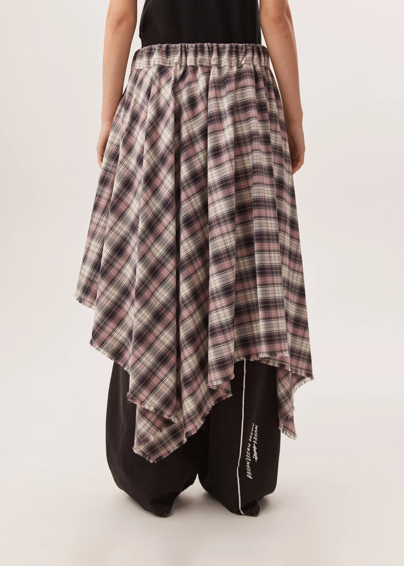 Юбка-саронг в клетку серо-розового цвета