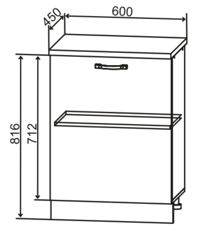 Кухня Манго шкаф нижний неглубокий 600 (глубина 400мм)