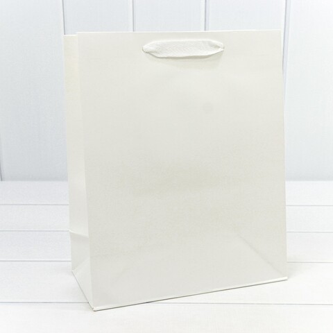 Пакет подарочный M вертикальный, Крафт, Однотонный, Белый, 26*32*13 см (Д*В*Ш)