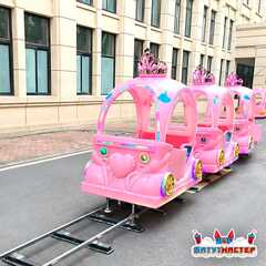 Детский поезд на рельсах с подсветкой «Принцесса», 5 кареток, 10 мест