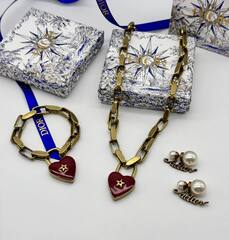 Браслет-цепь DIOR с подвеской сердце коллекция Lucky CHARM