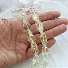 Бусины стеклянные, бледно-жёлтый с покрытием, фриформ 22*13 мм, 1 бусина, МК044