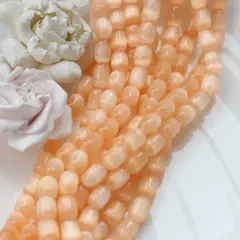 Селенит бусины, бочонок, персиковый, 12*9 мм, 1 нить, К015