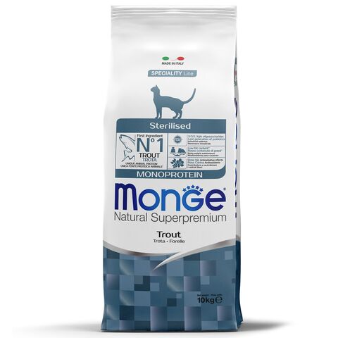 Monge Cat Monoprotein Sterilised корм для стерилизованных кошек с форелью 10 кг