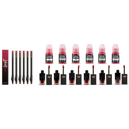 Набор пигментов для губ “Tina Davies LUST Lip Collection” 6 пигментов, 6 помад, 6 карандашей Permablend