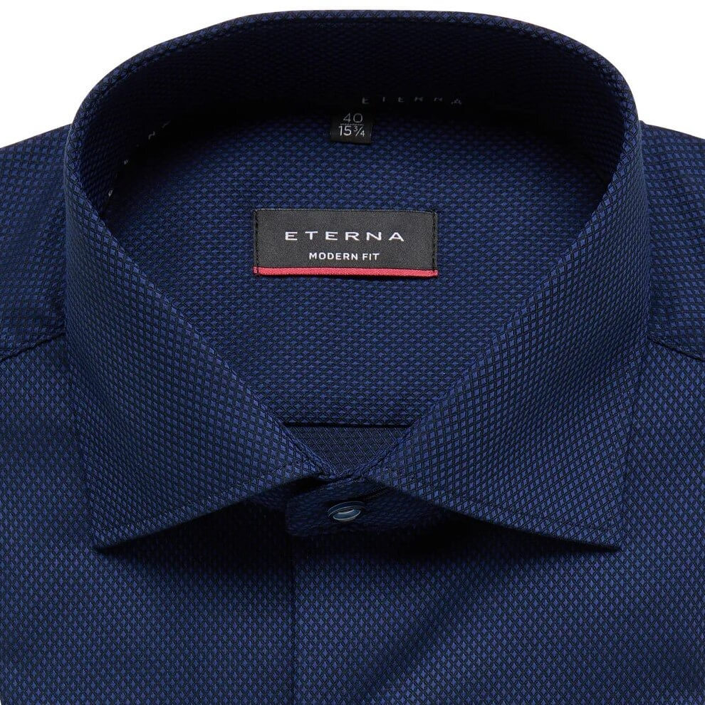 Сорочка Eterna Comfort Fit 3324-E19K-19 синяя из фактурной ткани «в ромбики»