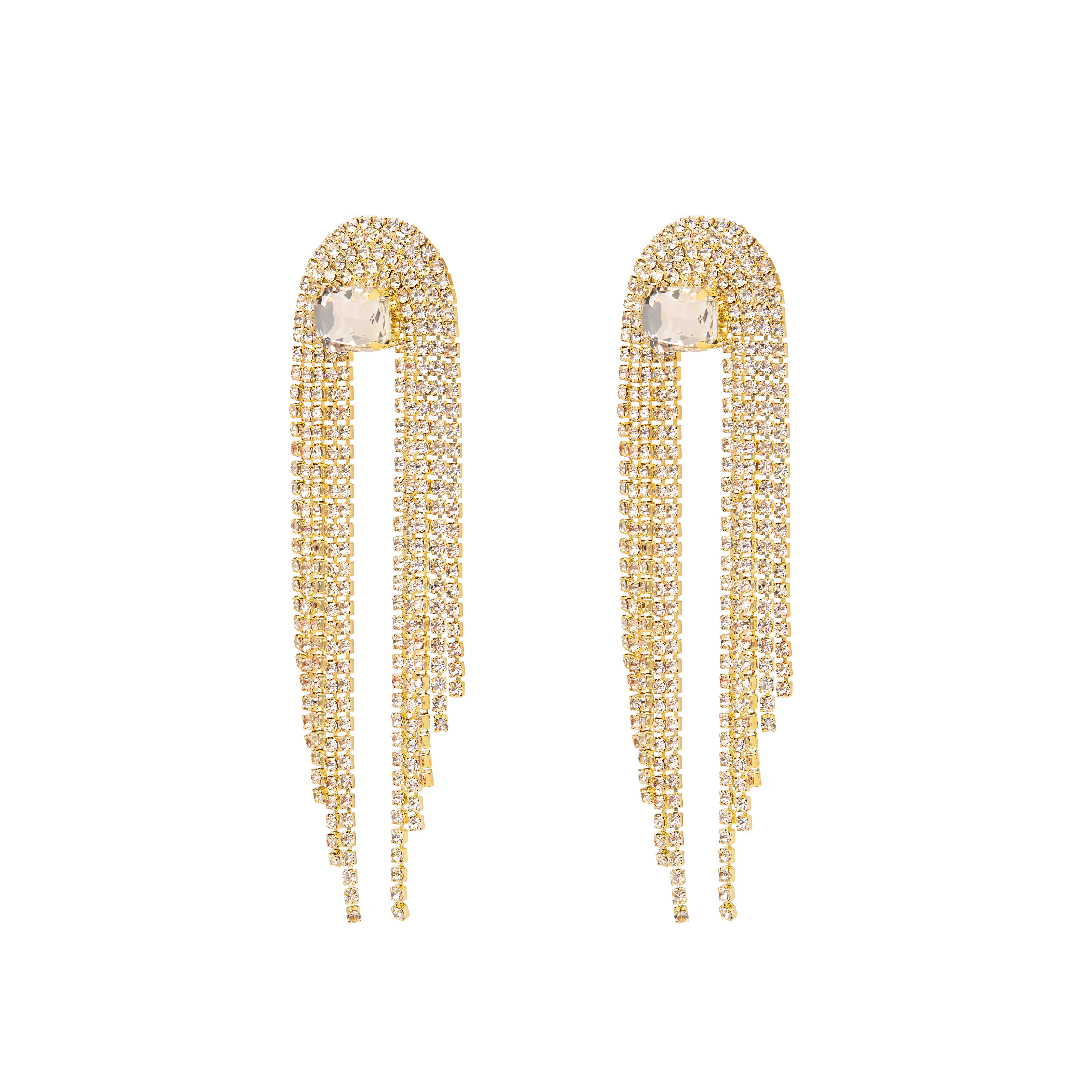 цена DÉJÀ VU Серьги Large Floating Crystal Earrings – Gold