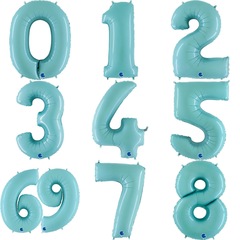 Фольгированные цифры 102 см с гелием (тиффани - металлик)