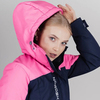 Премиальный теплый зимний костюм Nordski Mount Dark Blue/Pink женский с высокой спинкой