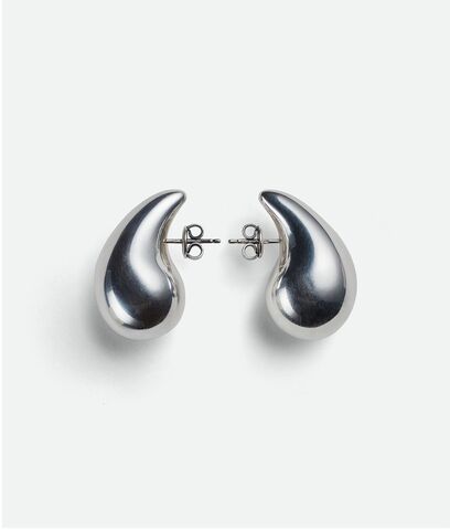 55166 Серьги КАПЛИ Small Drop Earrings BOTTEGA VENETA lux, цвет белое золото