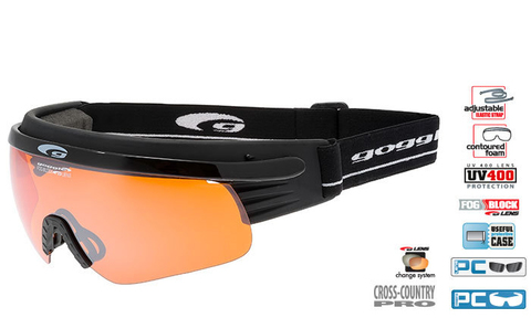 Комплект лыжные очки-маска Goggle Shima Black-Orange + Линза радуга