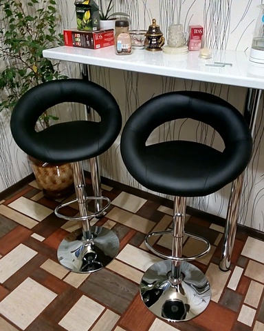 Сиденье для барного стула Mira/Мира, экокожа, черное (сидение), распайка 10х10 см