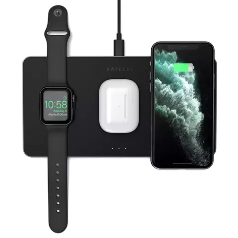 Беспроводная зарядка Satechi Trio Wireless Charging Pad для iPhone, Apple Watch и AirPods