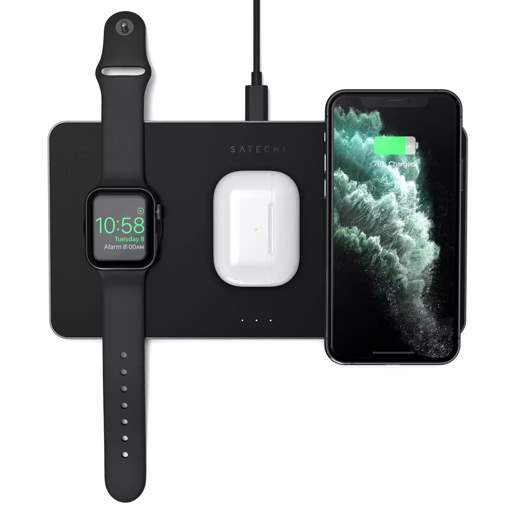 Купить Беспроводная зарядка Satechi Trio Wireless Charging Pad для iPhone,  Apple Watch и AirPods - по выгодной цене | Нобэл