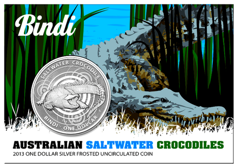 1 доллар. Морской крокодил Аллигатор Бинди. Австралия. 2013 год. Серебро