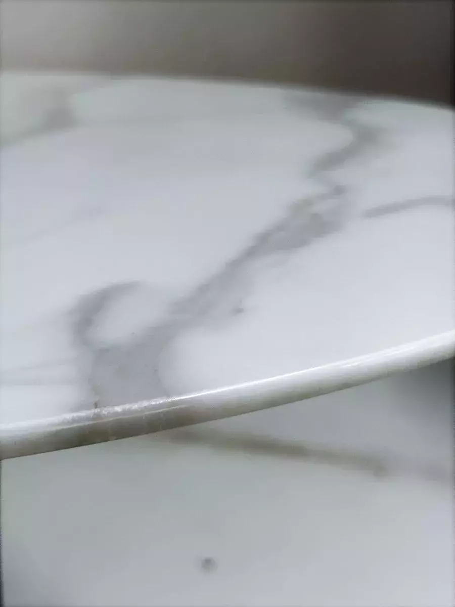 Стол SOLO 80 Белый мрамор G-1, стекло / черный M-city