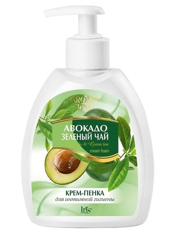 Aroma Line Крем-пенка для интимной гигиены Авокадо и зелен.чай 300мл Iris