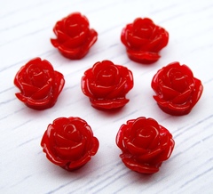 РА001НН10 Пришивные бусины-розы из смолы, цвет: бордовый, размер: 10 мм, 5 шт.