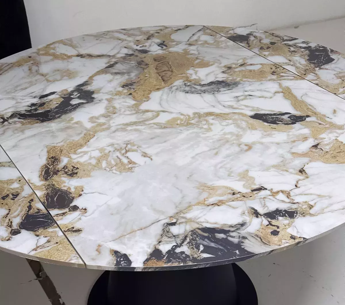 Стол TERAMO 135 GLOSS GRAND JADE SOLID CERAMIC, керамика, поворотн.механизм / Черный каркас, DISAUR