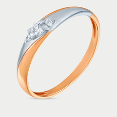 Женское кольцо из розового золота 585 пробы с фианитами (арт. РК3947)