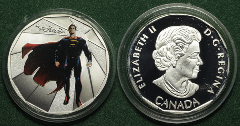 Жетон 10 долларов Канада 2016 "Супермен" из серии "Бэтмен против Супермена" копия посеребрение Копия