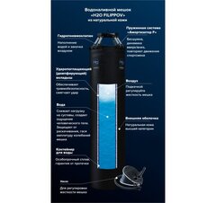Водоналивной боксерский мешок H2O FILIPPOV. Кожа 150см/40см/60-100кг, черный