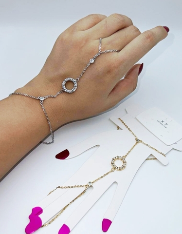 6913- Слейв-браслет с круглой подвеской в стиле Тиффани