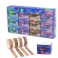 
          Декоративная клейкая лента Alingar, 1,5 мм х 2 м, 4 шт, "Космос", асcорти, в индивидуальной упаковке, шоу-бокс