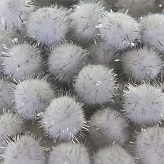 Sale Декоративное украшение Помпончики, 2 см, Белый/Серебро с люрексом, 200 шт.