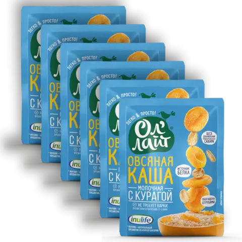 Молочная овсяная каша с курагой 'Ол'лайт',240г 🔸 6 шт х 40г