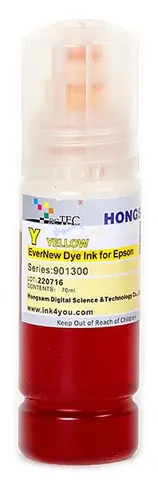 Чернила DCTec водорастворимые L3160 EverNew Yellow (желтый) с ключом 70 мл