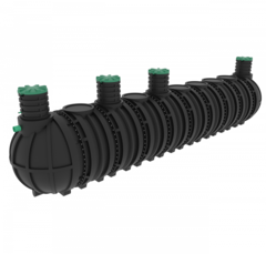 Септик переливной Мультпласт Профи М50 S 50000 л. горизонтальный / 20000 л. в сутки / до 100 чел. / самотечный сброс (12710x2400x2400см;2 200кг;черный) - арт.561569