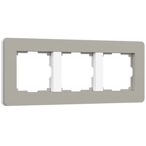Рамка на 3 поста. Цвет Дымчатый/белый soft-touch. Werkel(Веркель). Split. a067262 / W0033067