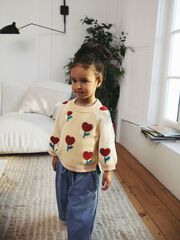 Свитер и джинсы широкие в комплекте для девочки Next E25-171, Светло-желтый, Синий