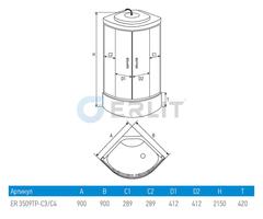 ДУШЕВАЯ КАБИНА ERLIT ER3509TP-C3 90x90x215 ВЫСОКИЙ ПОДДОН