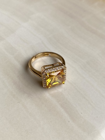 Кольцо Бонарт с желтым цирконом, серебряный цвет