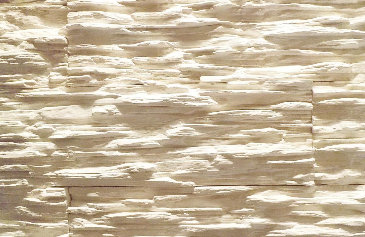 Гипсовая плитка сланец Альпийский белый 375*90*18мм