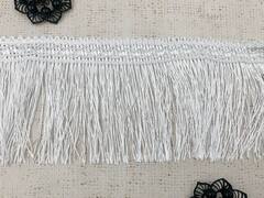 Тесьма люрекс с бахромой, ш. 8 см, белый